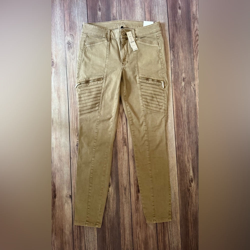 White House Black Market NWT Women's Size 8R Taupe Terrain Mid-Rise Skinny Jeans